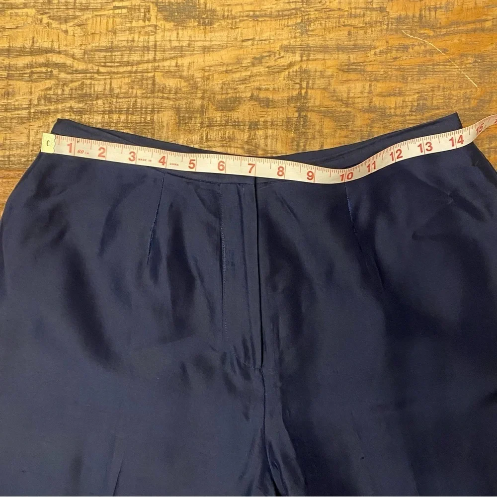Lauren Ralph Lauren Silk Pants Navy Dress  Size 8 Petite